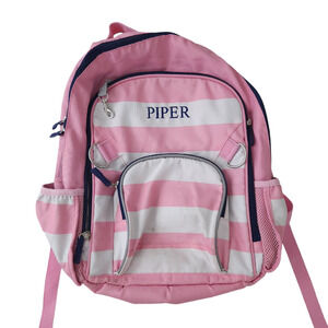 Pottery Barn Kids Backpack Piper Embroidered Large Backpack School Pink Stripes